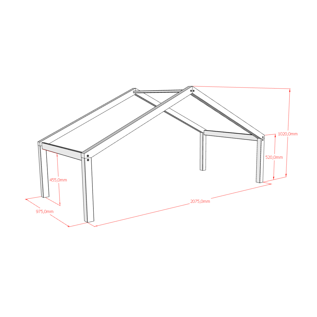 Dachgestell für Forrest Bett Natur 3