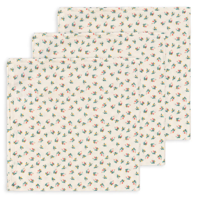 Musselin-Tücher Blumen GOTS 3er Set