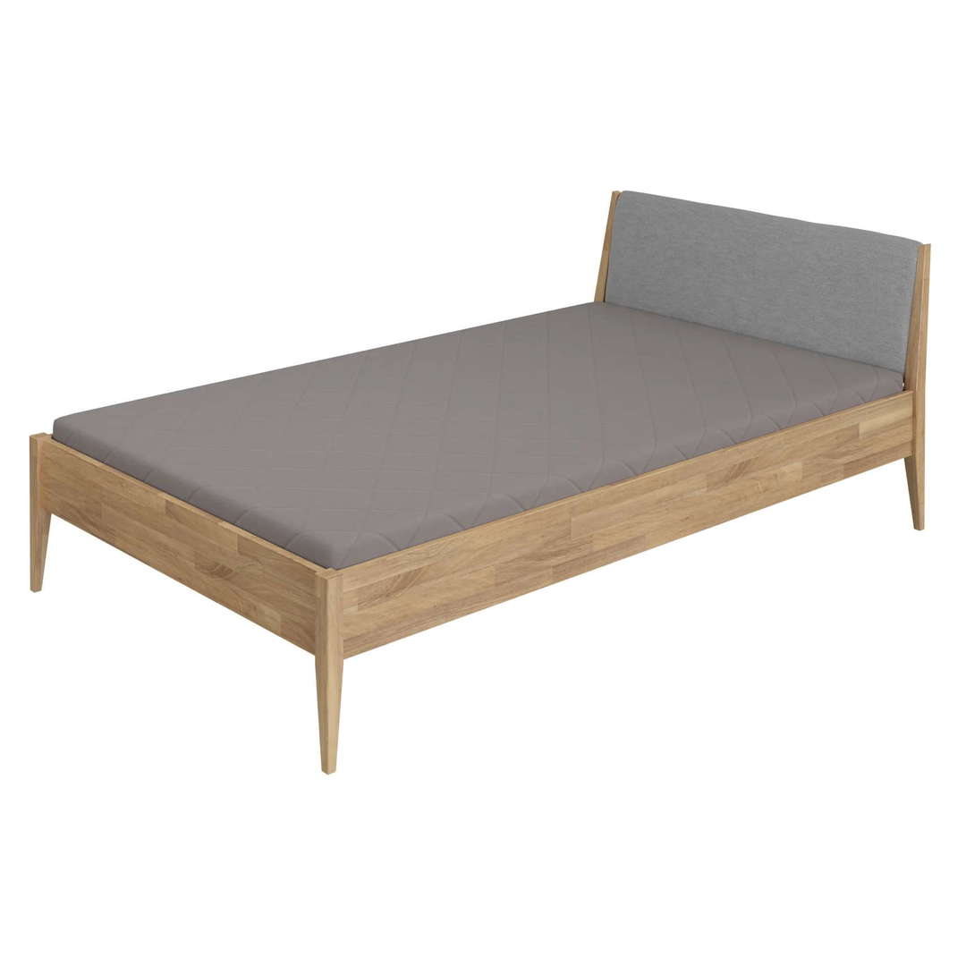 Bett Sten mit gepolstertem Betthaupt Steingrau, 90 x 200 cm