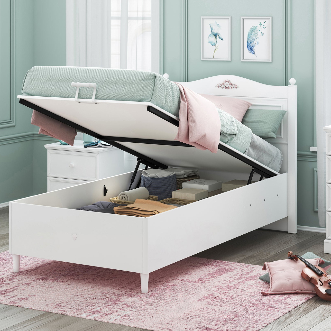 Bett Rustik mit Stauraum, 120 x 200 cm 4