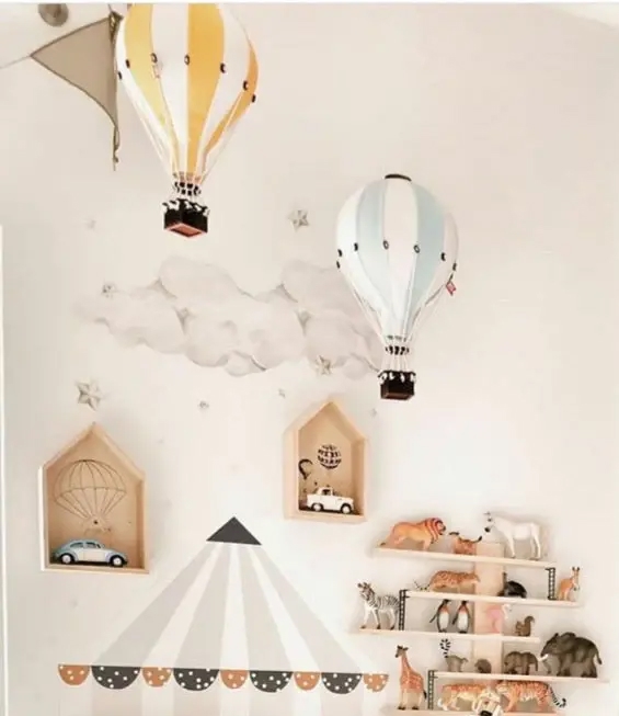 Deko Heissluftballon Weiss Hellblau M 5