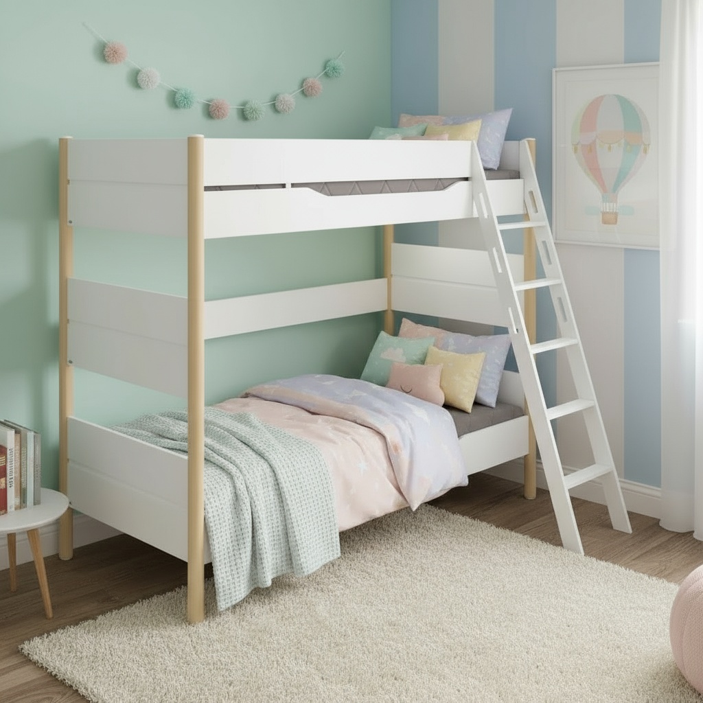 Hohes Etagenbett Ylvie mit Schrägleiter, Birke, 90 x 200 cm #2