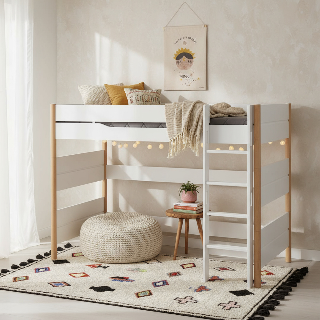 Hochbett Ylvie  Birke, mit gerader Leiter, 90 x 200 cm 3