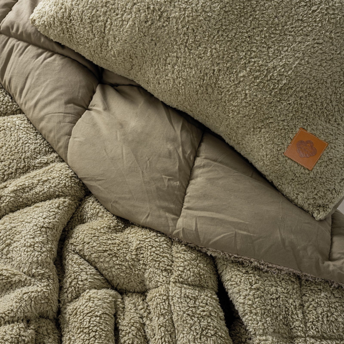 Duvet und Kissen Set Teddy 155x215 - 50x70cm Stone #2