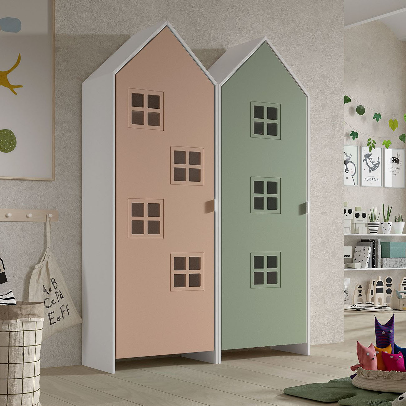 Schrank Casami Bruges 2-teilig Set Altrosa, Grün #2