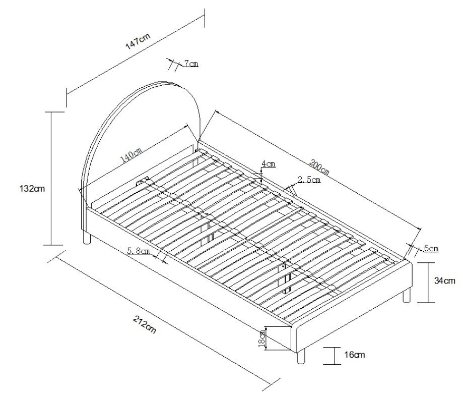 Bett Moon Mint, 90 x 200 cm 5