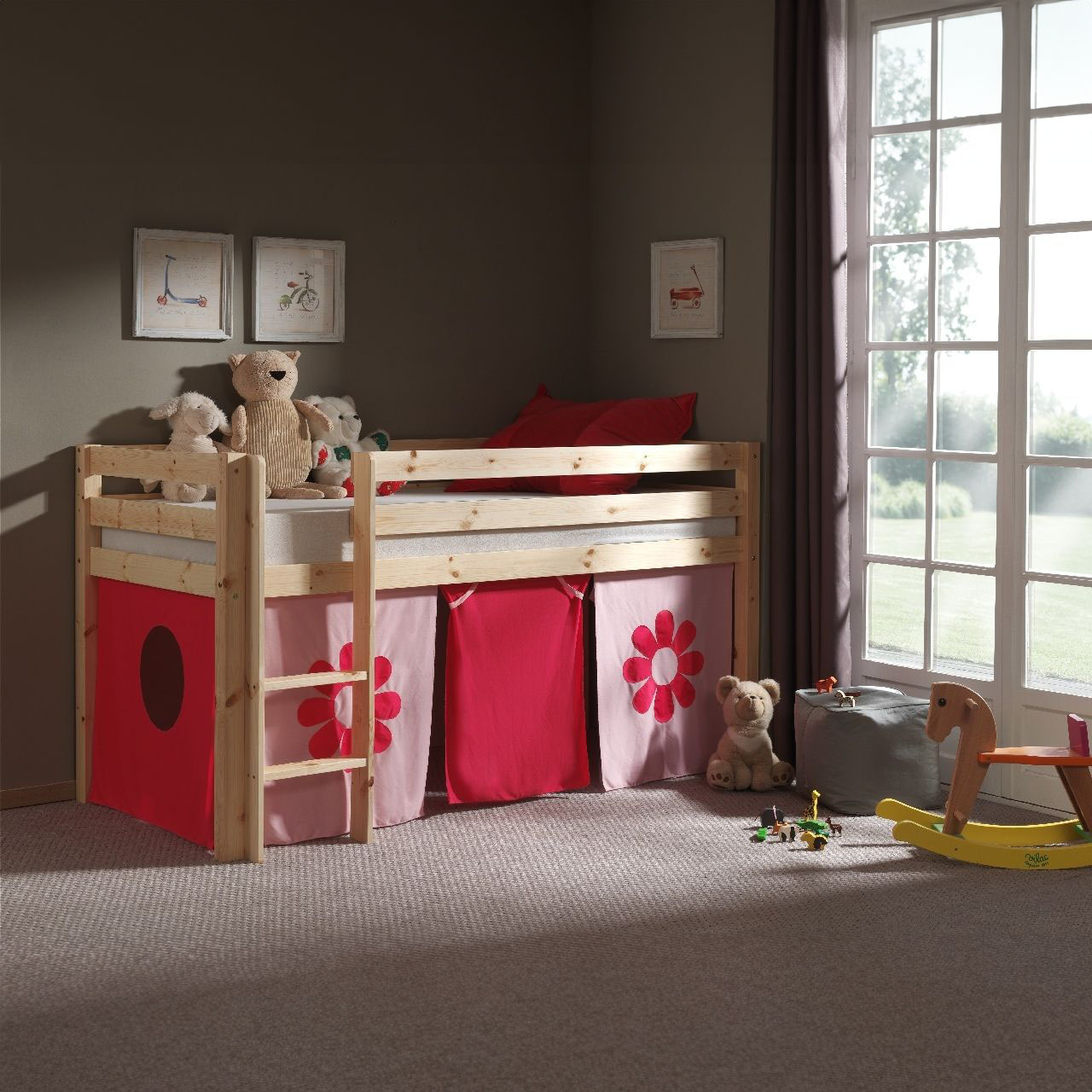 Halbhohes Bett Pink Flower Holz #2