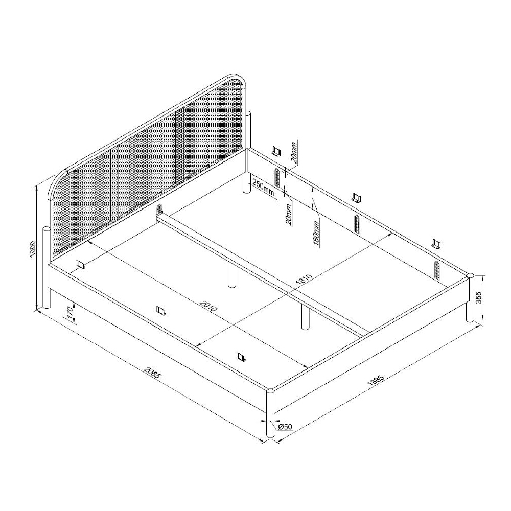 Bett Olive Rattan 180 x 200 cm 3