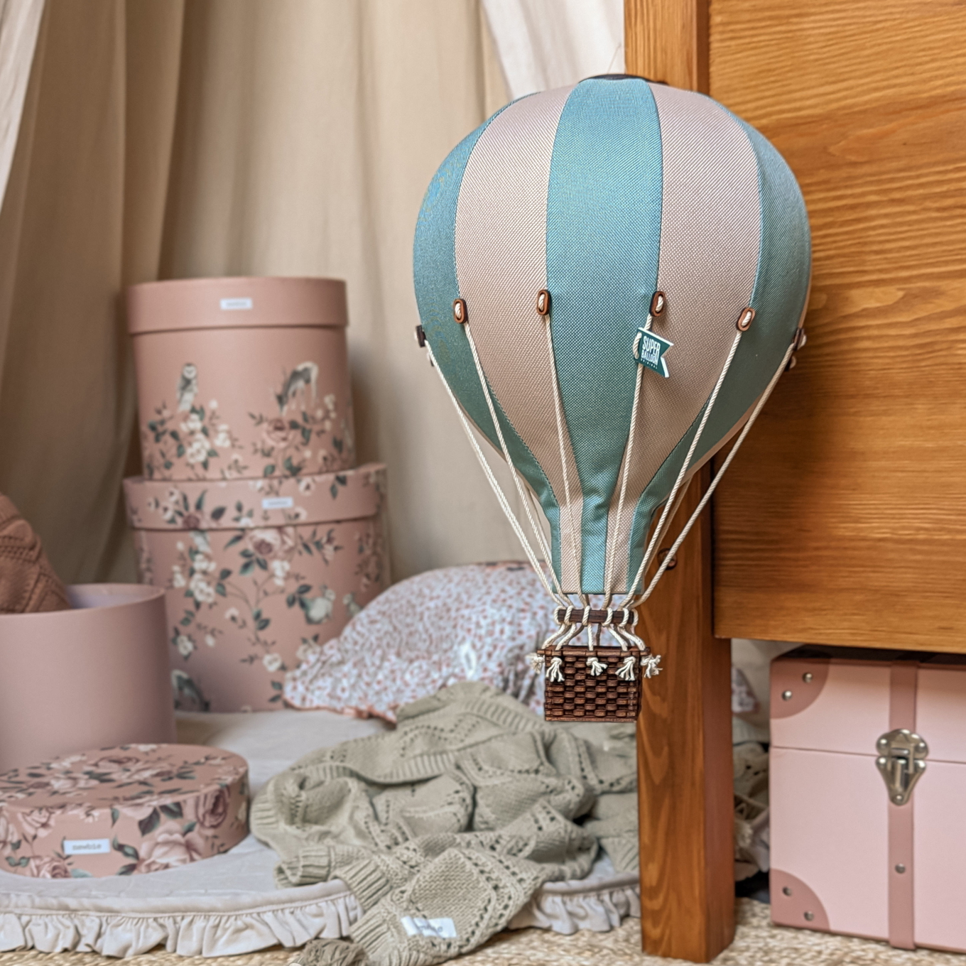 Deko Heissluftballon Beige Grün L #2