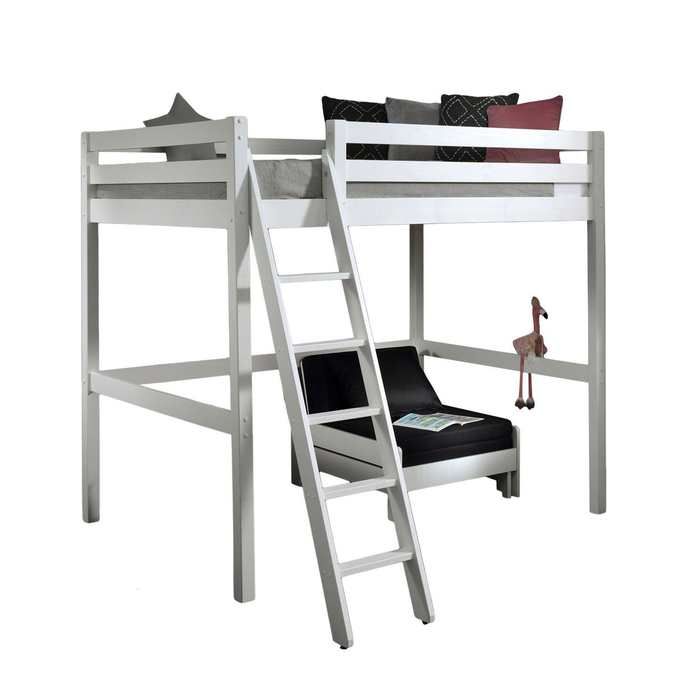 Hochbett Pino 140 x 200 cm inkl. Sesselbett Weiss