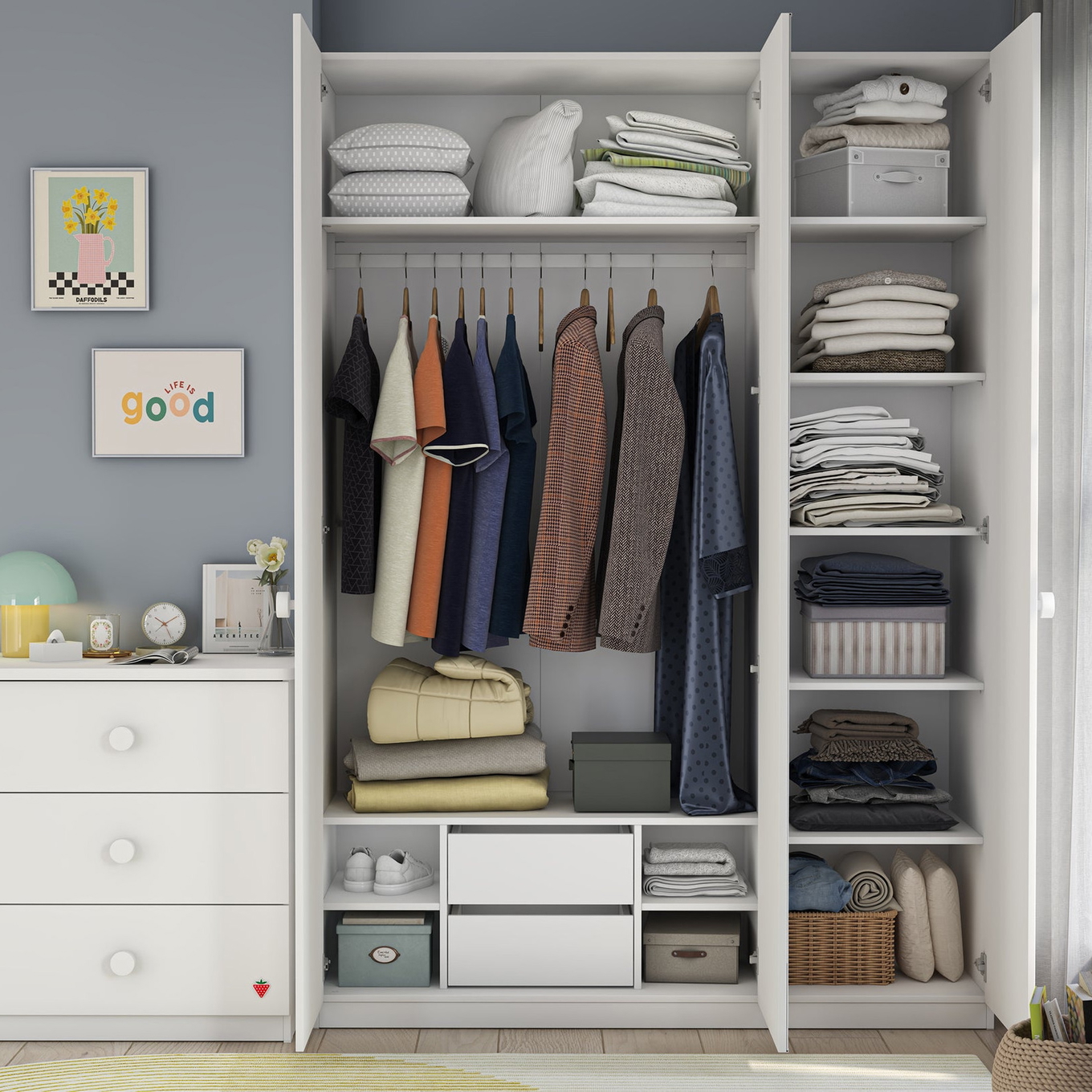 Kleiderschrank Varia White 3-türig mit Spiegel 4