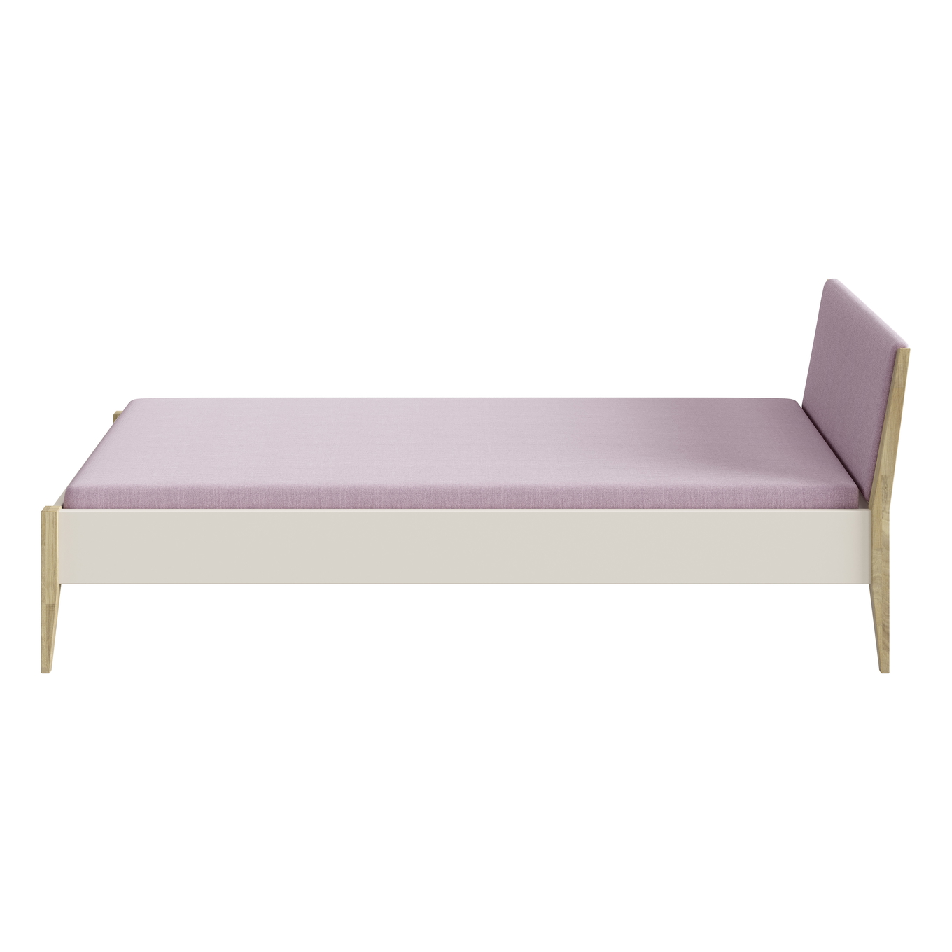 Bett Stiene mit gepolstertem Betthaupt Beige Dunkelrosa, 90 x 200 cm #2