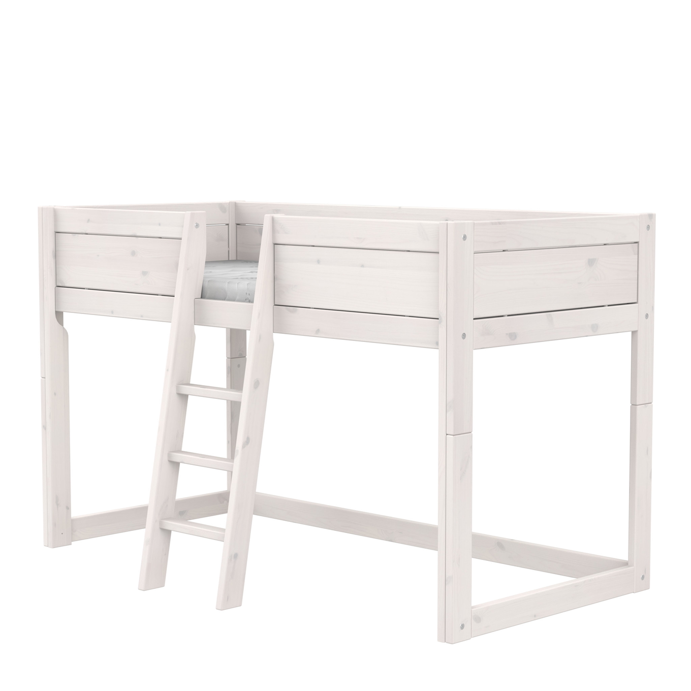 4 in 1 Bett mit Himmel Deluxe Lattenrost, Weiss lasiert 4