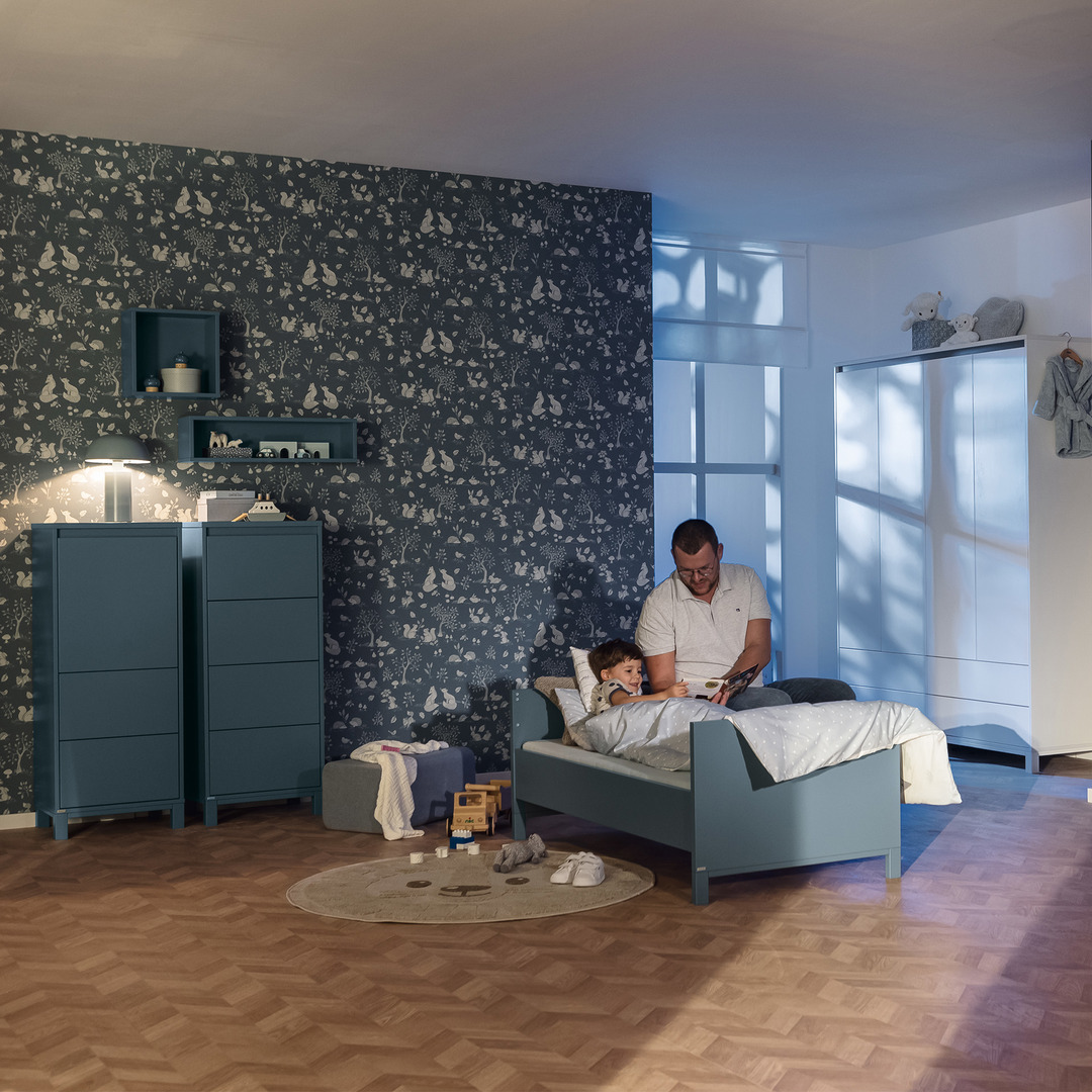 Kleiderschrank Olli mit Schubladen 4-türig Blau 4