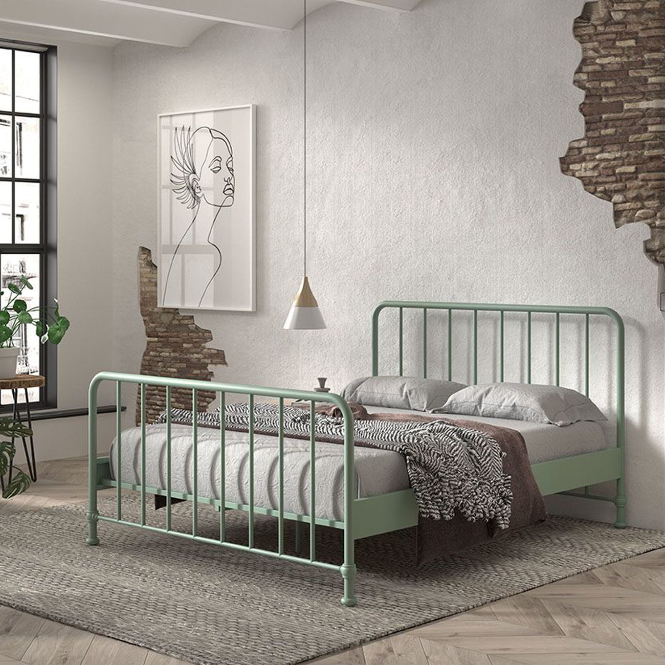 Metallbett Bronxx 160 Mintgrün 2