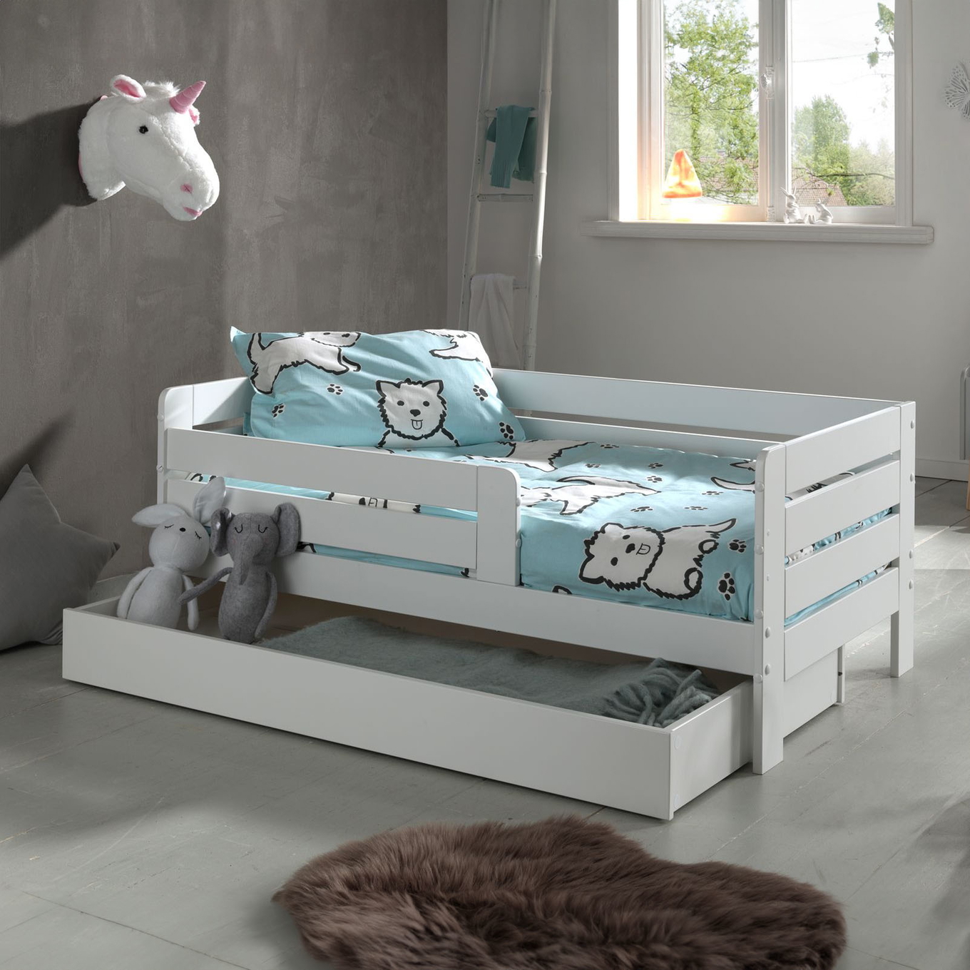 Juniorbett Peuterbed B 70 x 140 cm inkl. Ausziehkasten Weiss #2