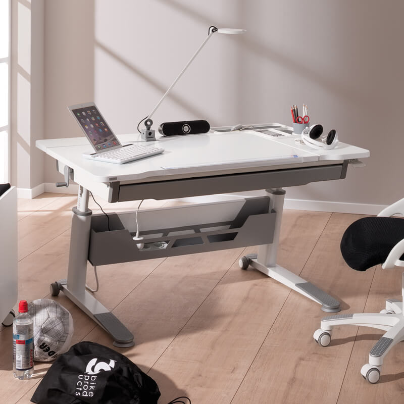 Schreibtisch Jaro Weiss für Rechtshänder 8