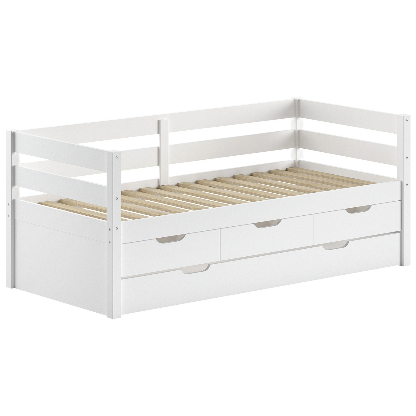 Kojenbett Margrit inkl. Schubladen und Ausziehkasten Weiss