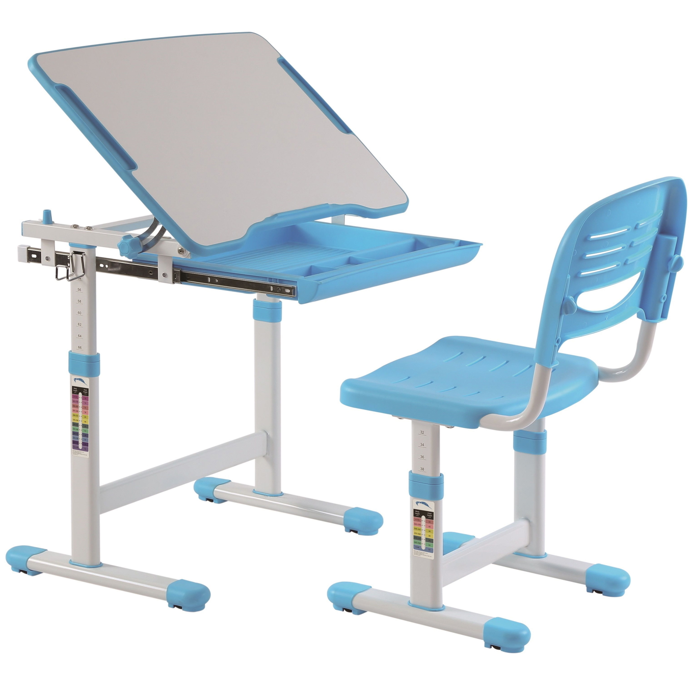 Schreibtisch Set Comfortline Weiss Blau