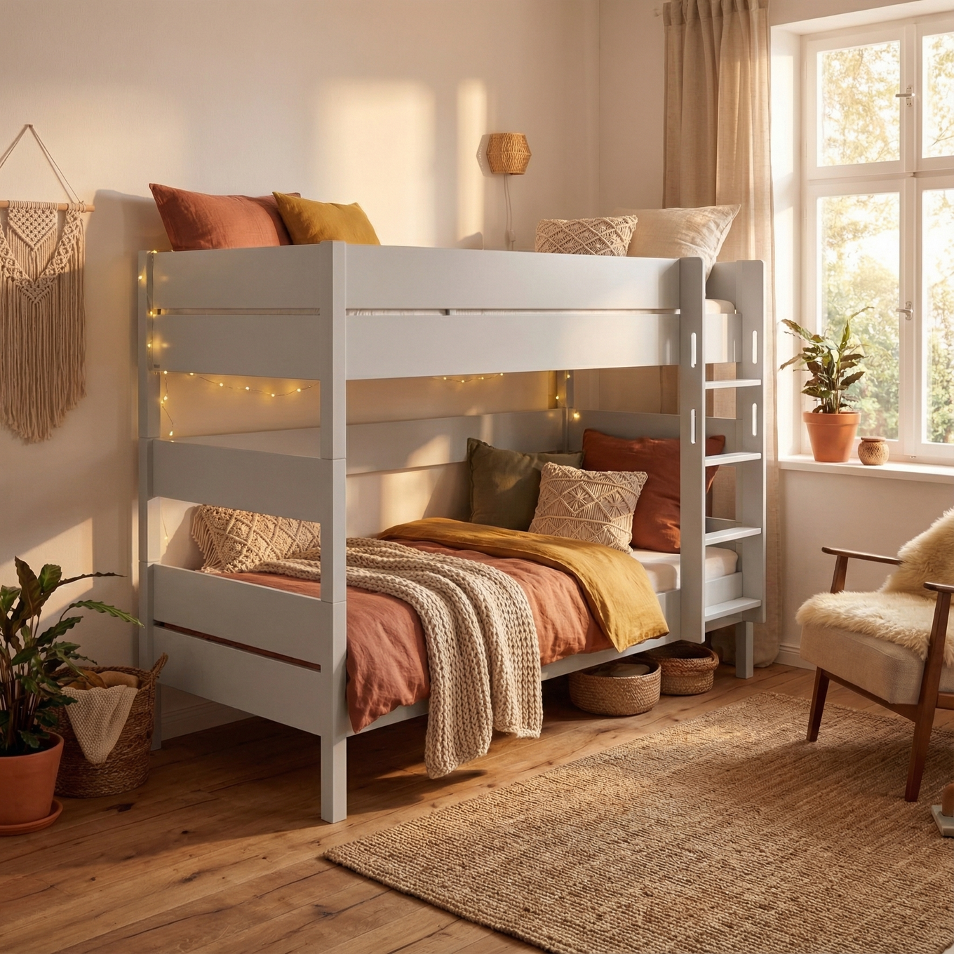 Etagenbett Tiago Grau, mit gerader Leiter, 90 x 200 cm 3