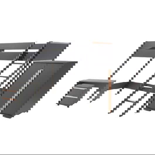 Halbhohes Bett London 4-teilig Set Grau