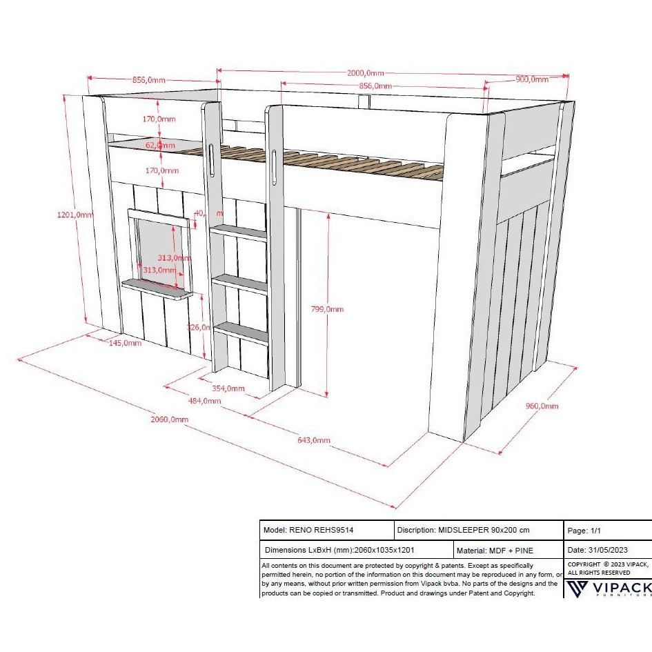 Halbhohes Bett Reno 4