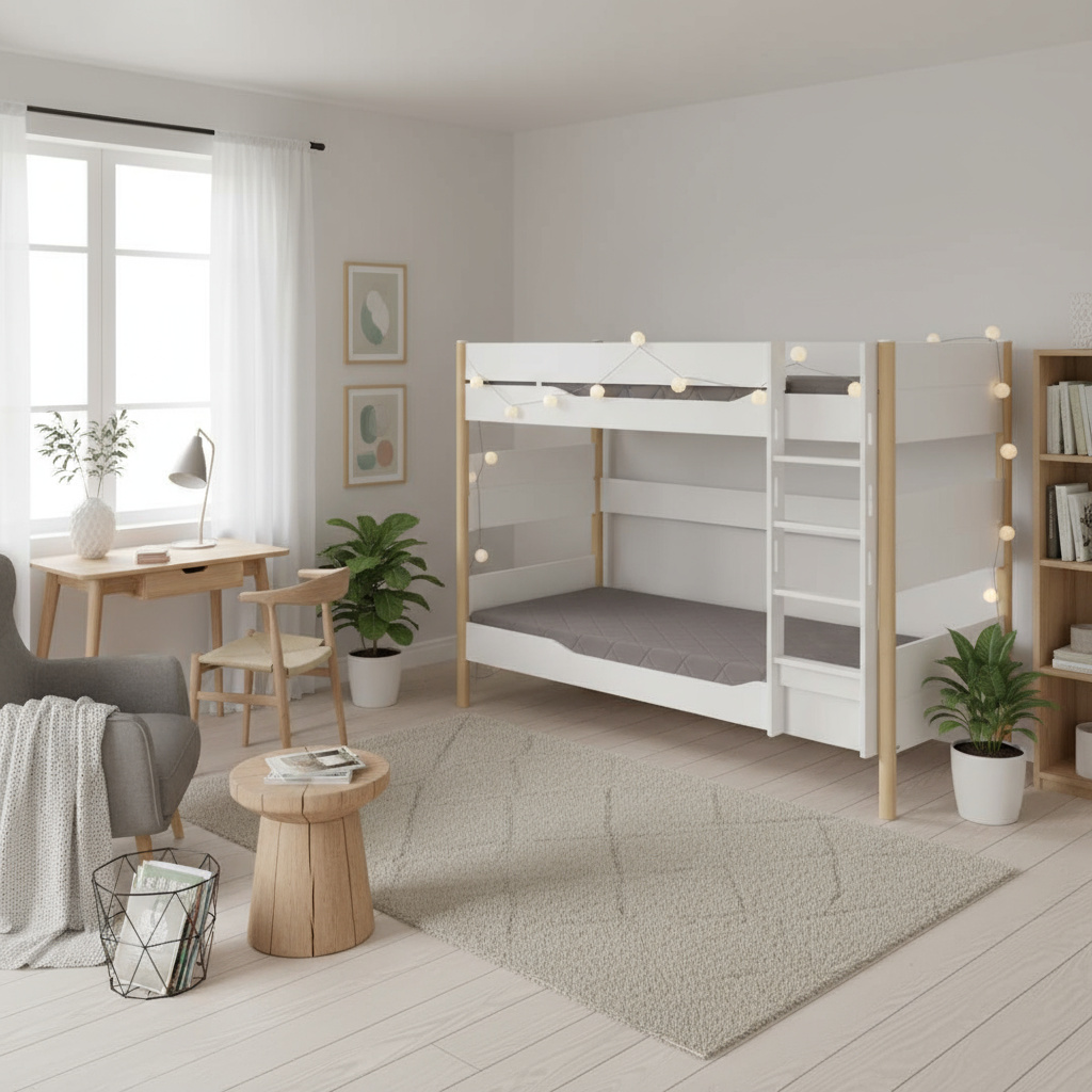 Etagenbett Ylvie Birke, mit gerader Leiter, 90 x 200 cm 4