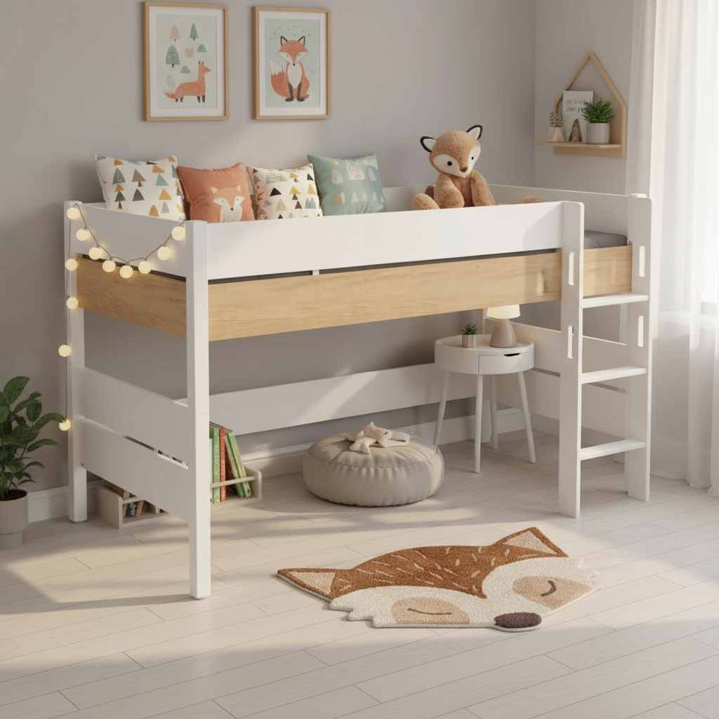 Halbhohes Bett Kira Nebraska mit gerader Leiter, 90 x 200 cm #2