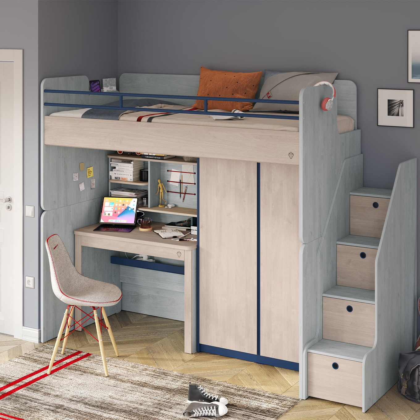 Schreibtisch Studio Trio mit Aufsatz #2