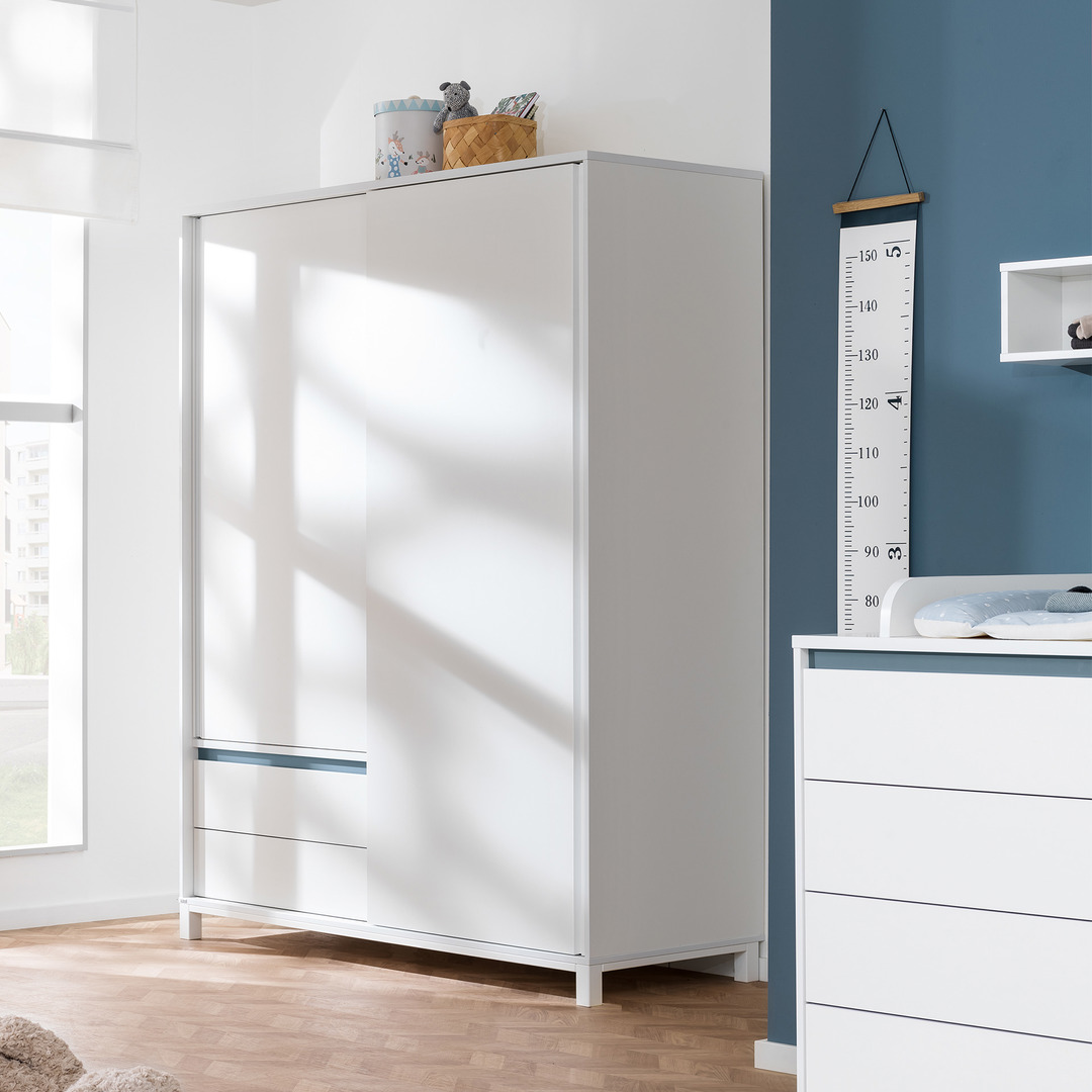 Kleiderschrank Olli mit Schiebetüren 2T2S Blau 5