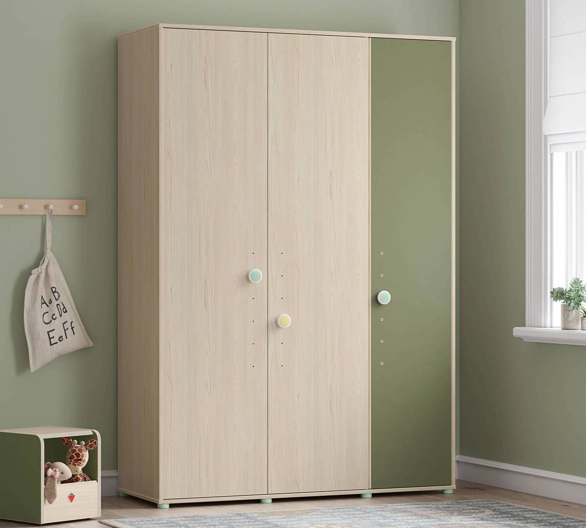 Kleiderschrank Montes Natur, 3-türig 2