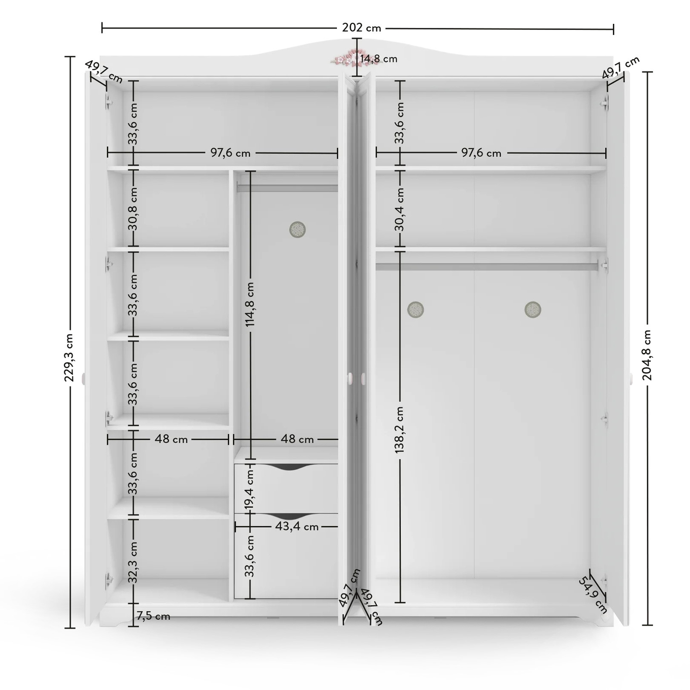 Kleiderschrank Rustik 4-türig 10