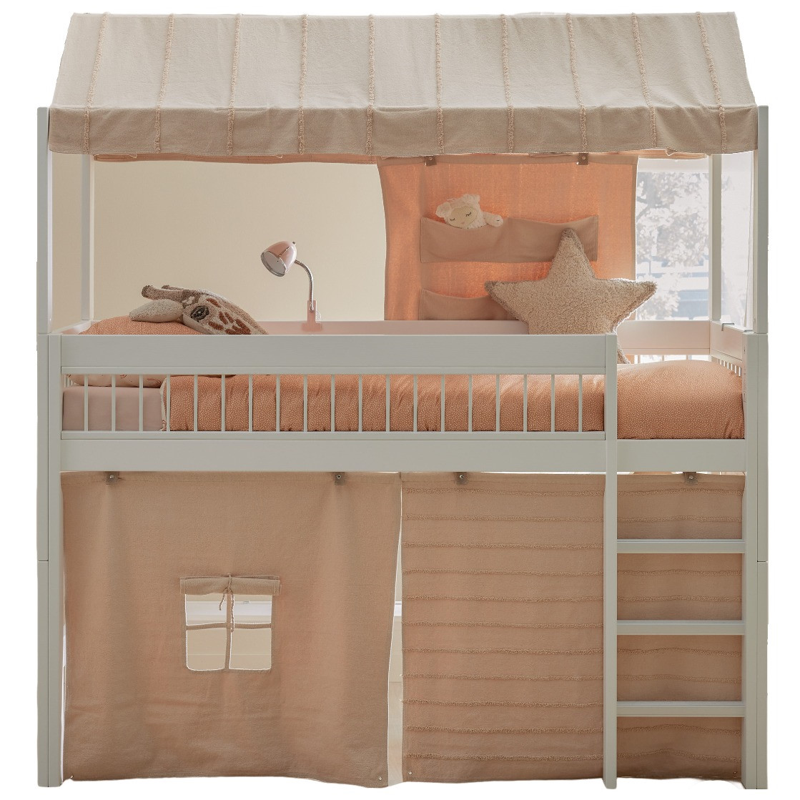 Halbhohes Bett Breeze Essence inkl. Dachkonstruktion Peach