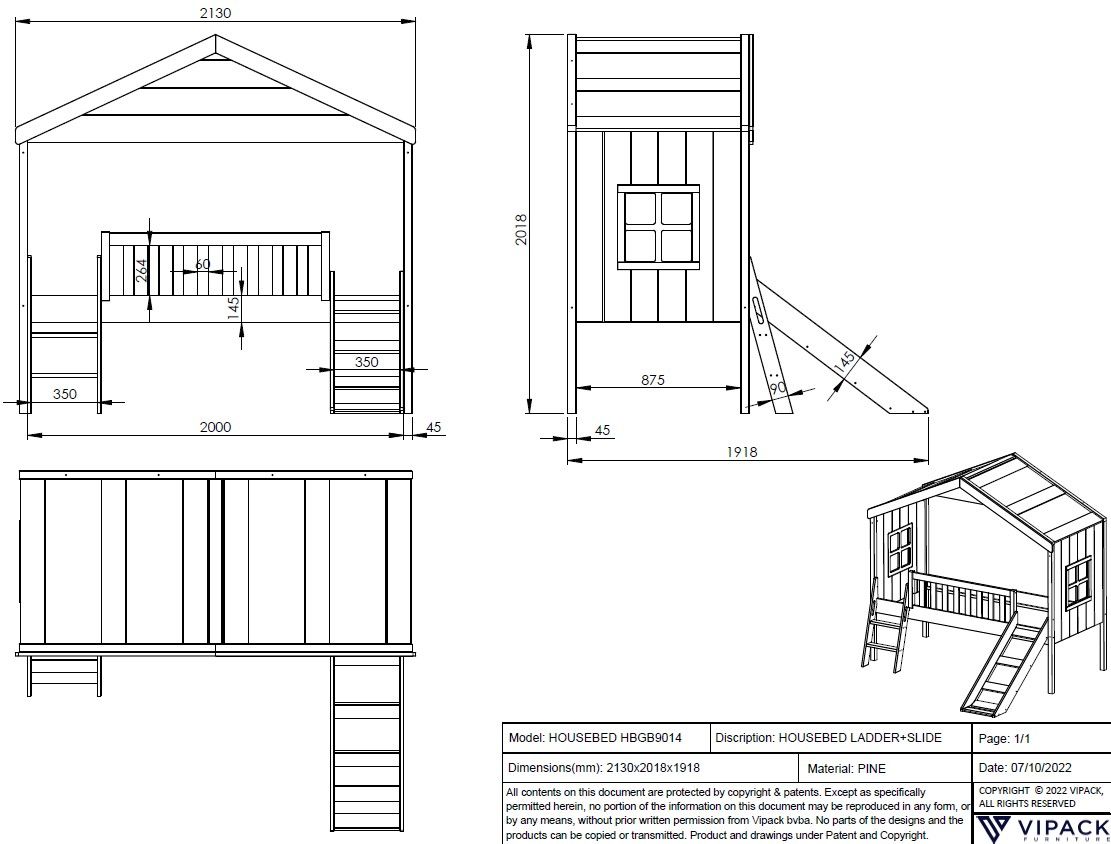 Hausbett mit Rutsche 4