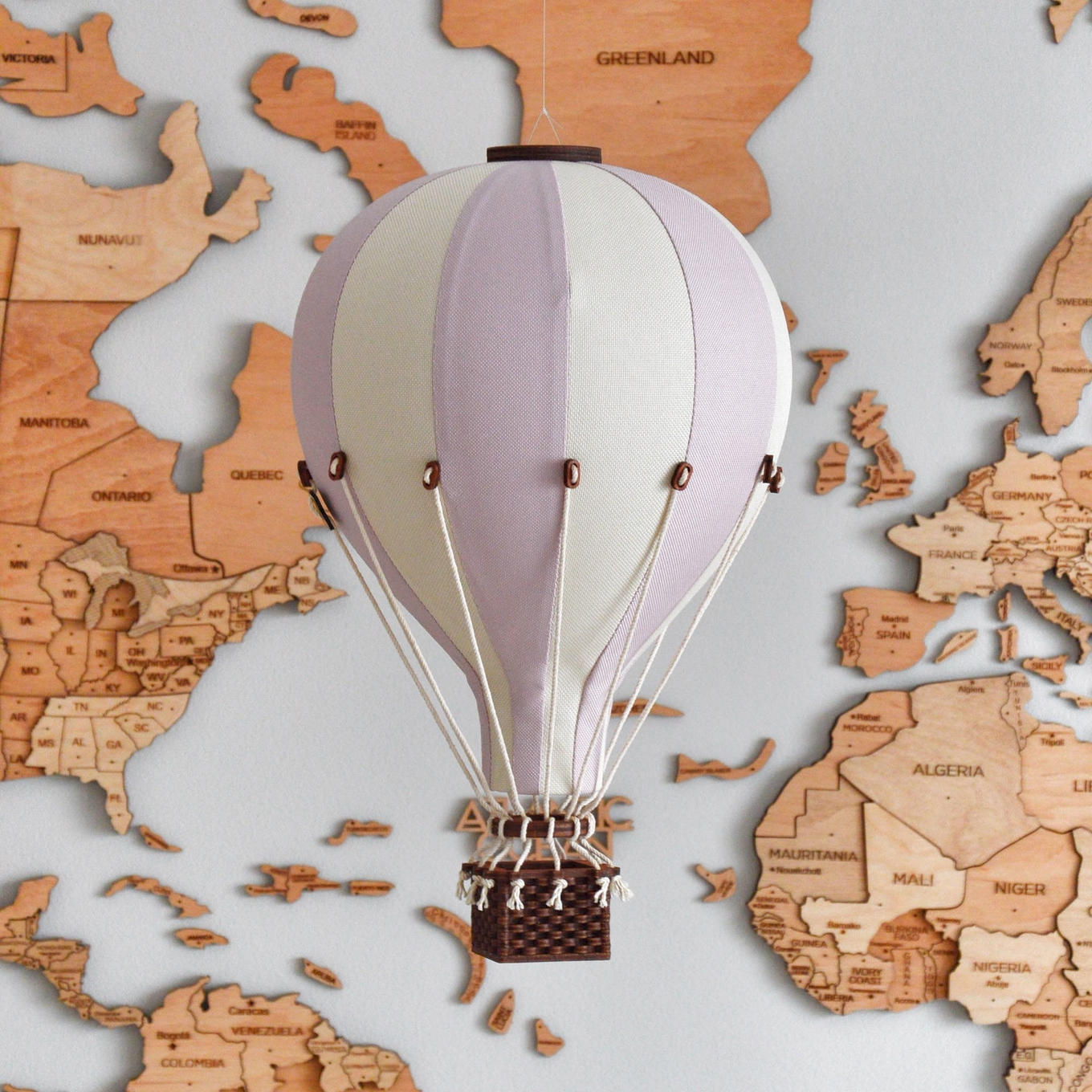 Deko Heissluftballon Beige Lila L #2