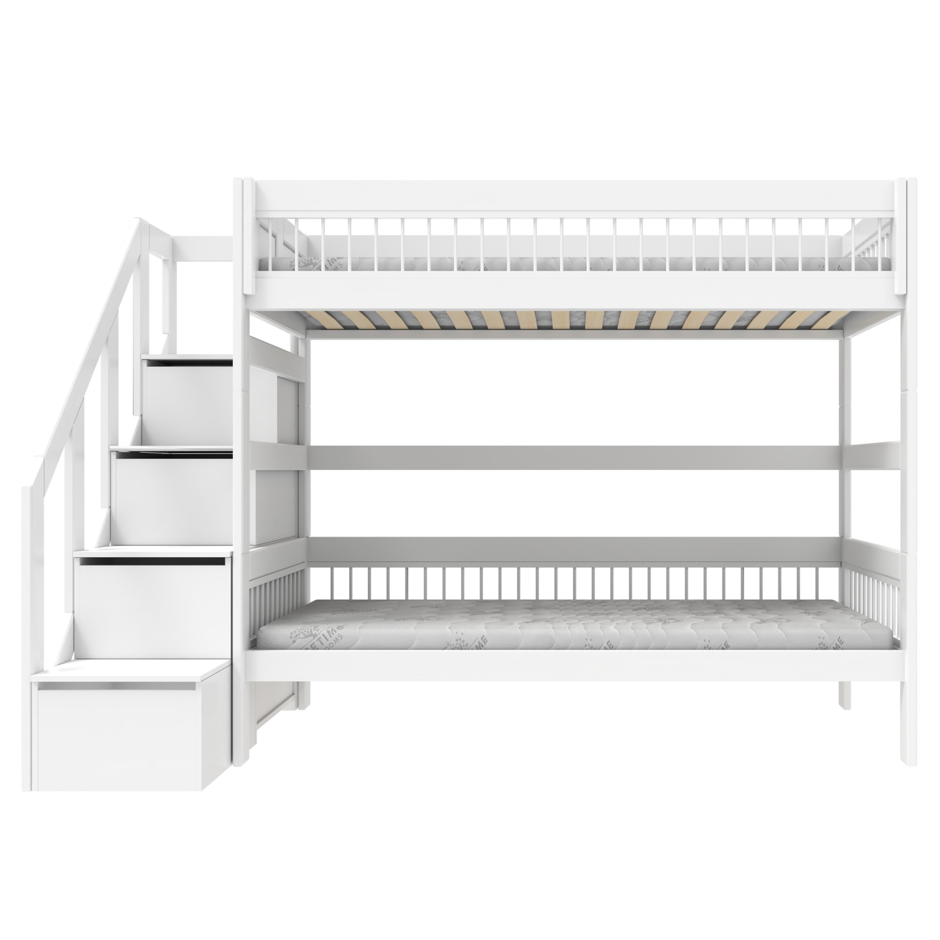 Etagenbett mit Treppe Breeze Deluxe Lattenrost, Weiss 3