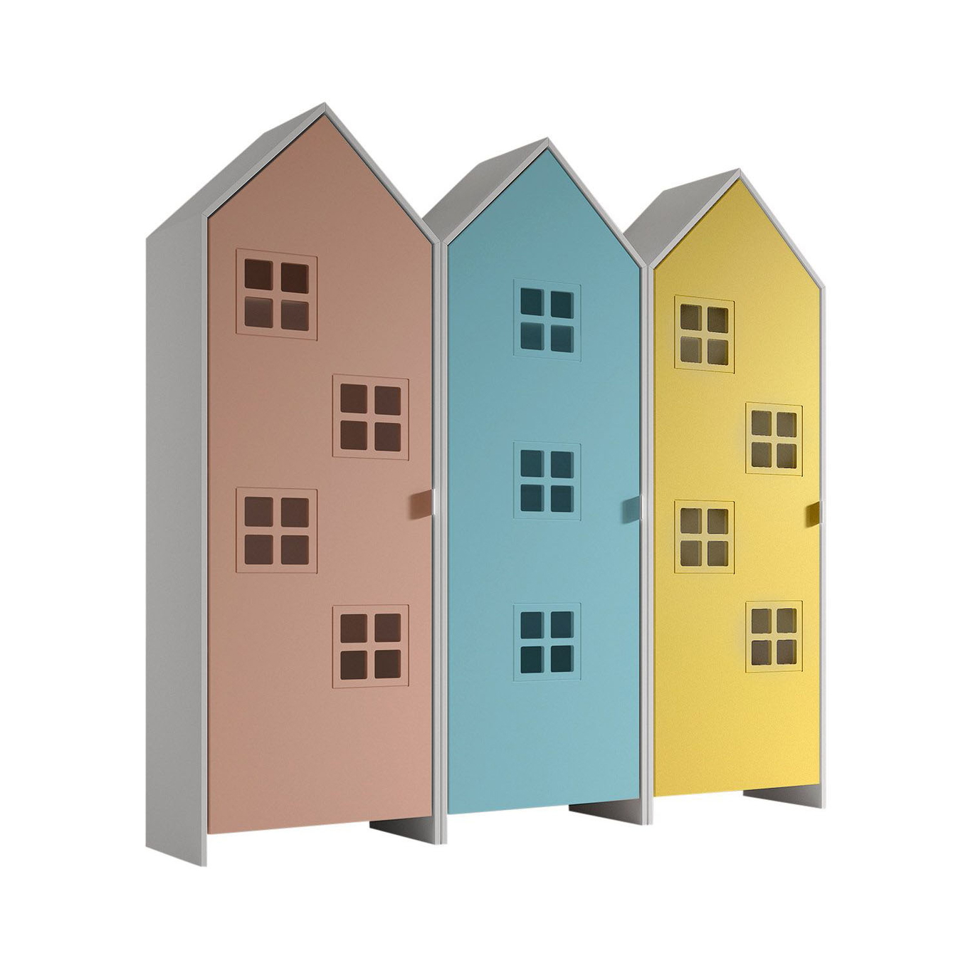 Schrank Casami Bruges 3-teilig Set Altrosa, Gelb, Türkis