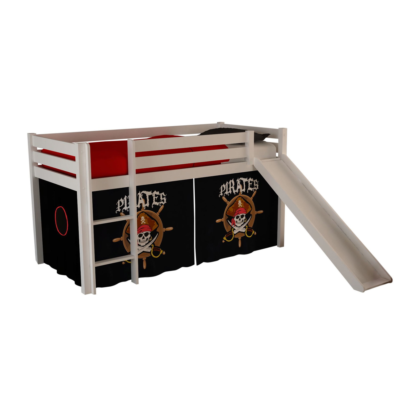 Halbhohes Bett Pirate mit Rutsche Weiss