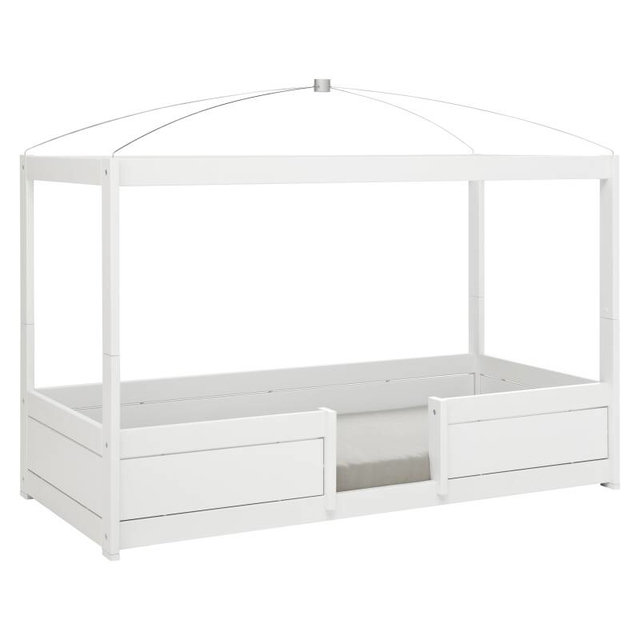 4 in 1 Bett mit Himmel Deluxe Lattenrost, Weiss