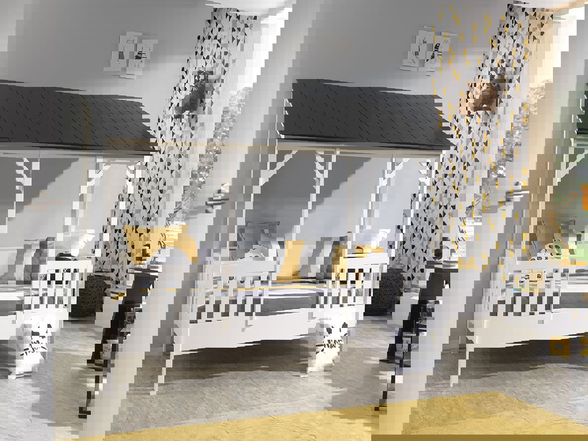 Hausbett mit Dach Schwarz, Standard 3