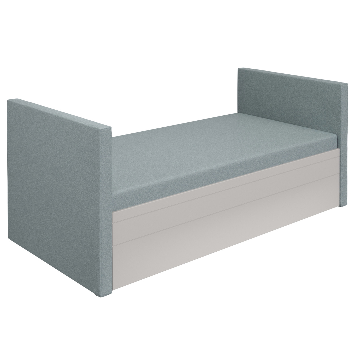 Bett Flynn mit 2 gepolsterten Betthäuptern Grau, Aschblau