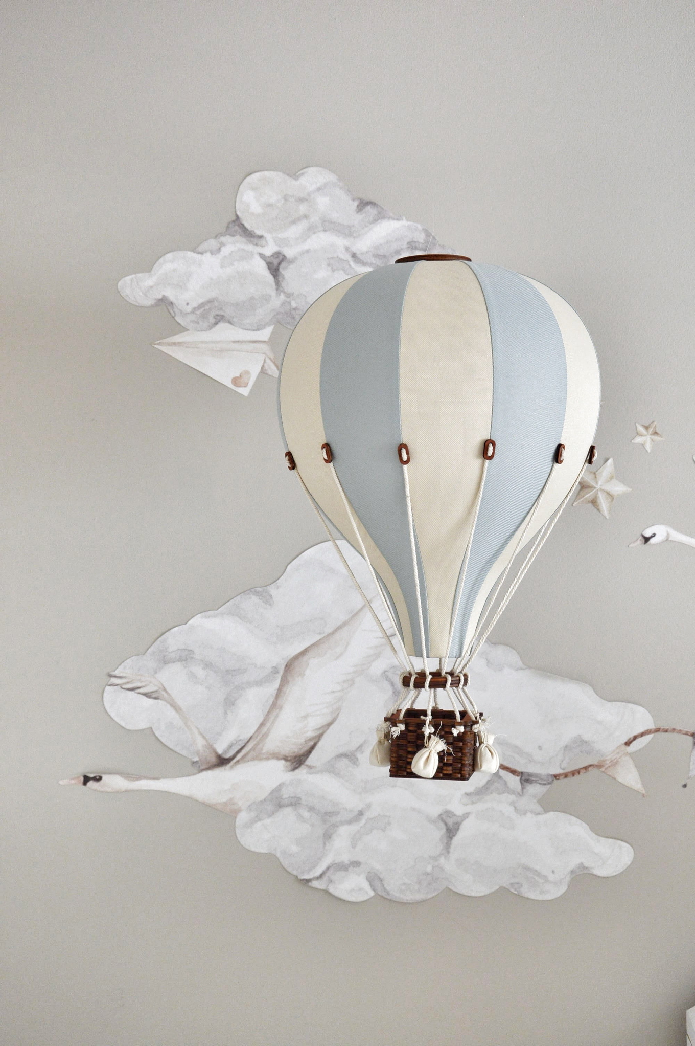 Deko Heissluftballon Beige Mintgrau L 5