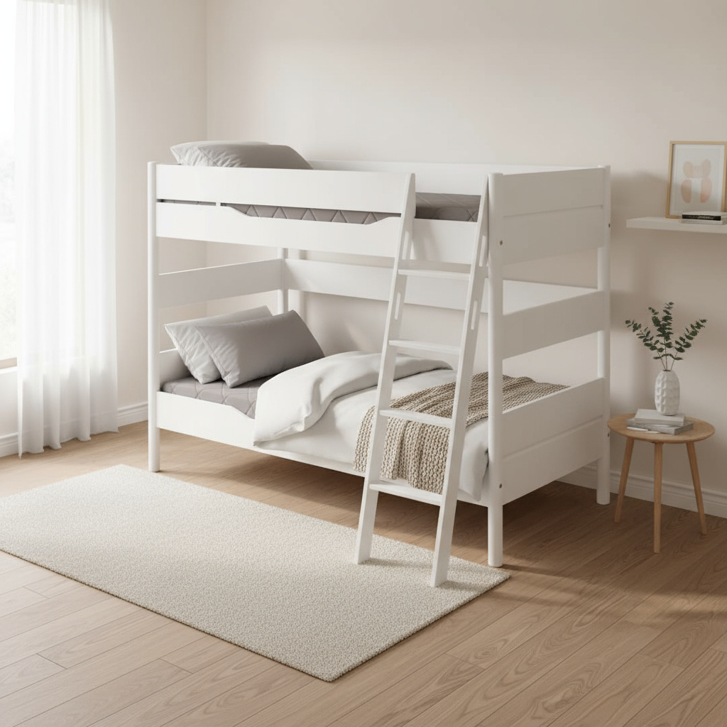 Etagenbett Ylvie mit Schrägleiter, Weiss, 90 x 200 cm 2