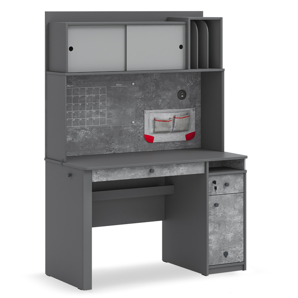 Schreibtisch Space Gray Breit mit Aufsatz