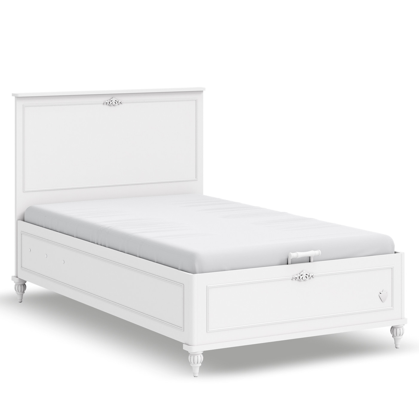 Bett Romantica mit Stauraum, 120 x 200 cm