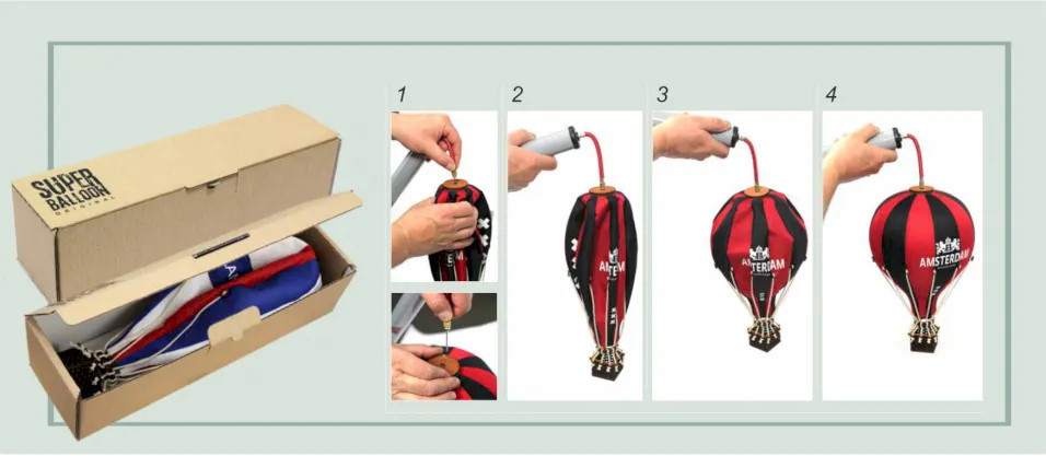 Deko Heissluftballon Weiss Rot S 4