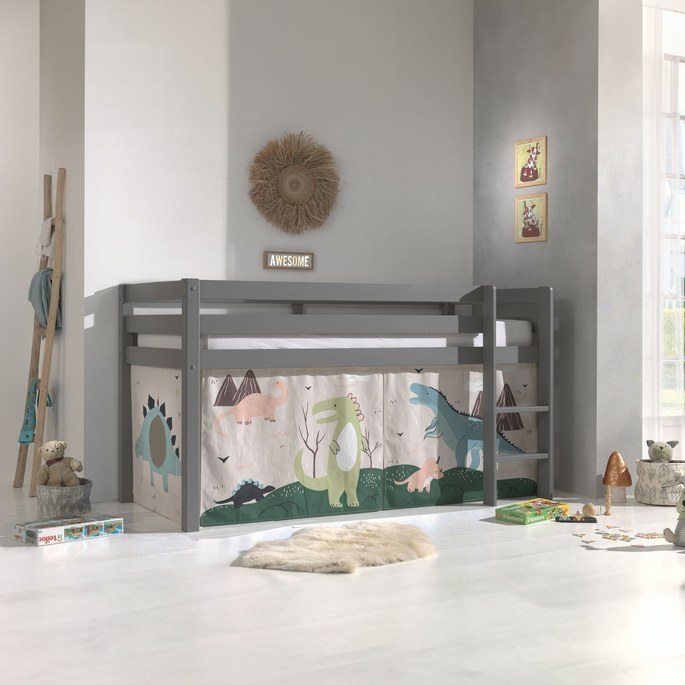 Halbhohes Bett Dino Grau #2