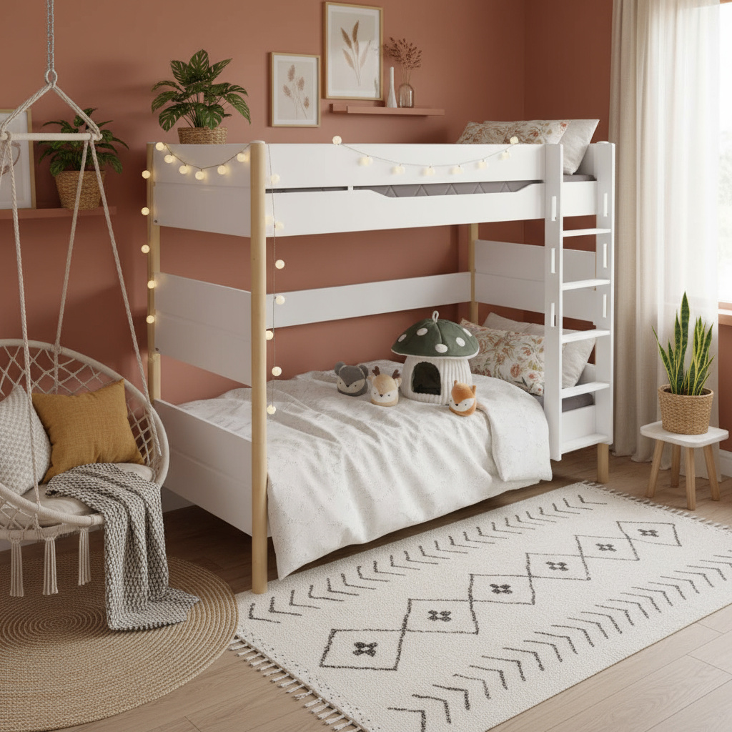 Etagenbett Ylvie Birke, mit gerader Leiter, 90 x 200 cm 2