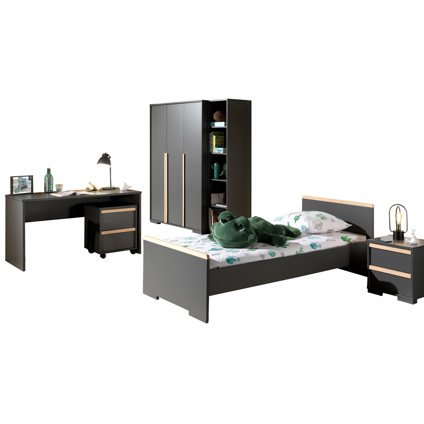 Kinderzimmer London 6-teilig Set Anthrazit, 3