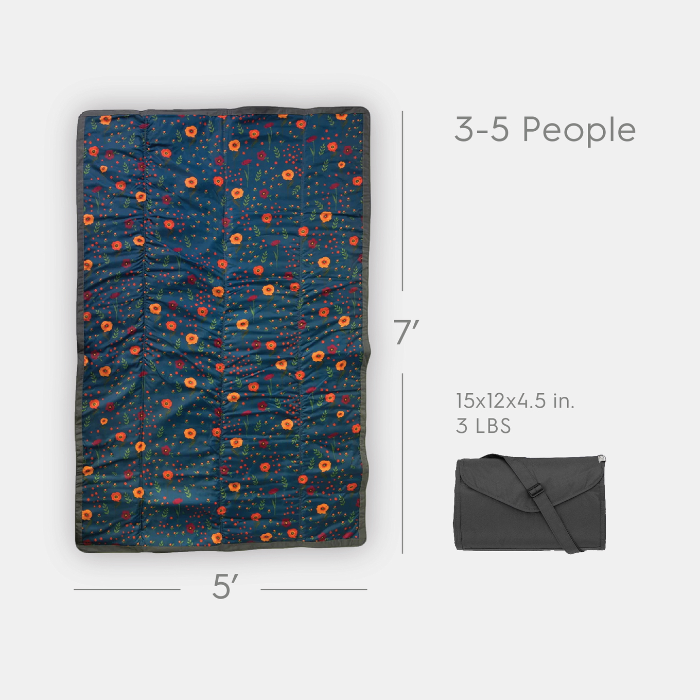 Picknick-Decke Midnight Poppy 152 x 213 cm 5